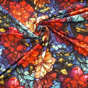 Dresówka pętelka kwiaty purpur róż