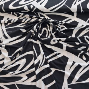 Singiel wiskozowy pasy ecru na czarnym